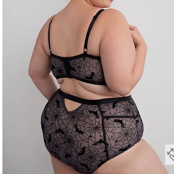 TORRID NWT WEBS AND BATS SIMPLY MESH BRALETTE & PANTY SET Halloween - Picture 4 of 9